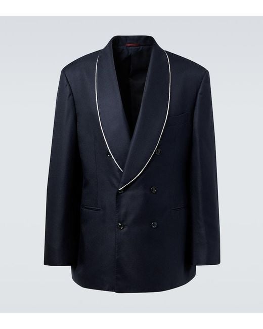 Brunello Cucinelli Smokingjacke Aus Seide in Blue für Herren