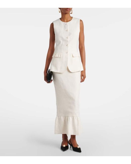 Posse White Matilda Ruffled Linen Vest