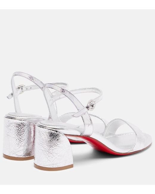 Christian Louboutin White Sandalen Miss Jane 55 Aus Metallic-Leder