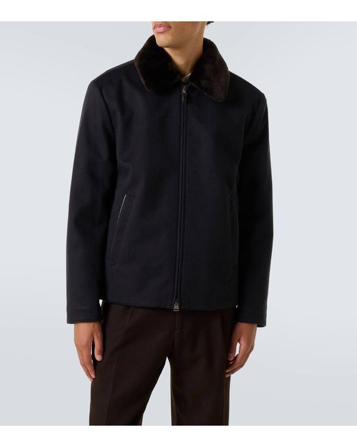 Chaqueta De Cachemir Con Borrego Canali de hombre de color Black
