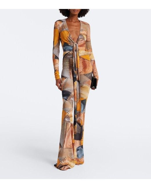 Roberto Cavalli Brown Trompe L'Oil Flared Jumpsuit