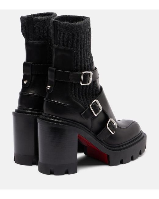 Christian Louboutin Black Cortinetta College 100 Leather Ankle Boots