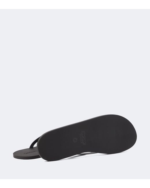 Saint Laurent Black Leather Thong Sandals for men