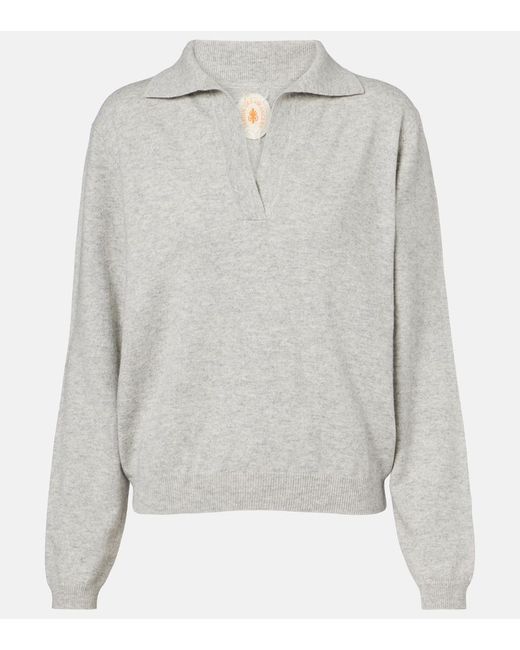 Jardin Des Orangers Gray Cotton And Cashmere Polo Sweater
