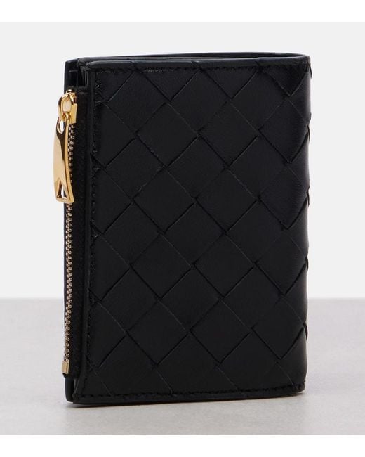 Bottega Veneta Black Intrecciato Leather Bifold Wallet