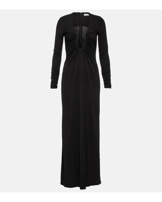 Christopher Esber Black Gathered Jersey Maxi Dress
