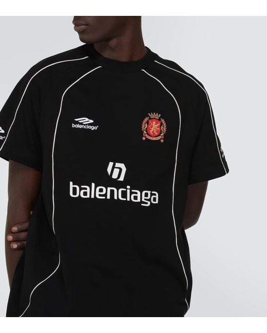 T-shirt in jersey di cotone con logo di Balenciaga in Black