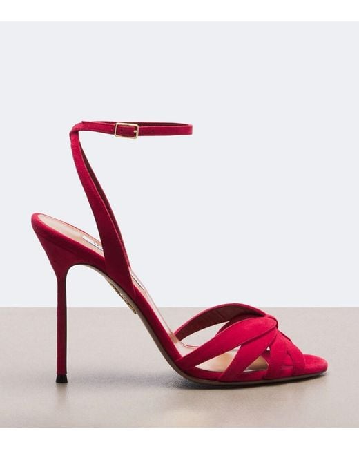 Aquazzura Red Soulmate Suede Sandals