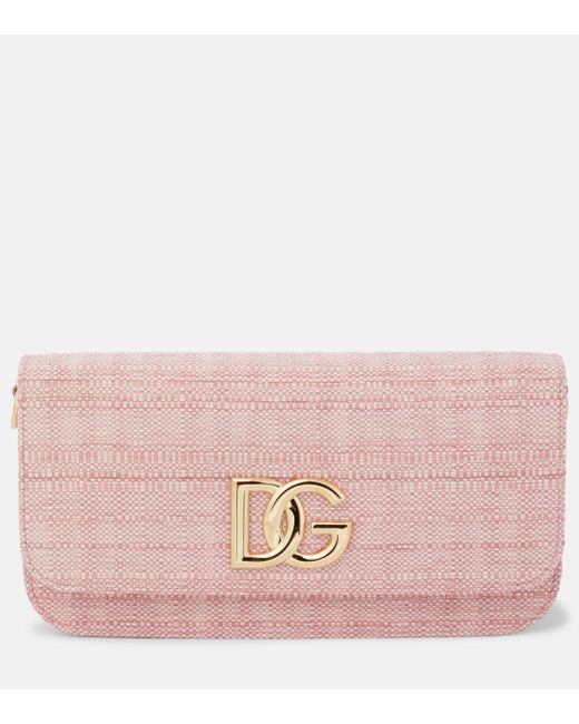 Sac 3.5 Small en raphia Dolce & Gabbana en coloris Pink