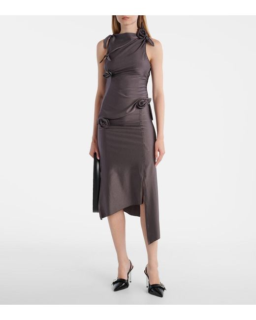 Coperni Brown Floral-Applique Satin Top