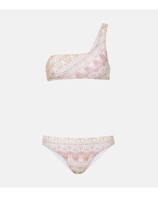 Missoni Pink Lame One-Shoulder Bikini