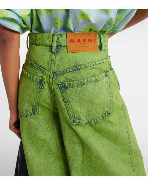 Marni Green High-Rise Wide-Leg Jeans