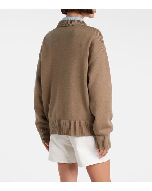AMI Brown Ami De Cour Wool And Cotton Sweater