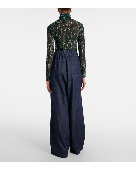 Dries Van Noten Blue High-Rise Wide-Leg Jeans