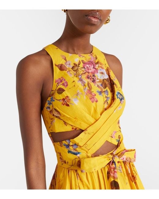 zimmermann yellow floral dress Wonderland Strapless Shell-Trim Gown Zimmermann Acacia Bandeau Midi Dress