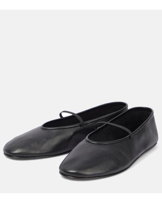 The Row Black Elastic Mary-Jane-Ballerinas Aus Leder