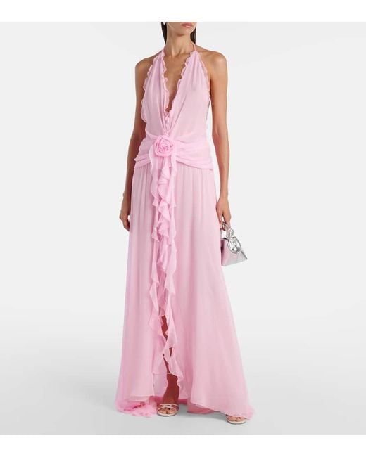 Blumarine Pink Maxikleid Aus Seiden-Georgette