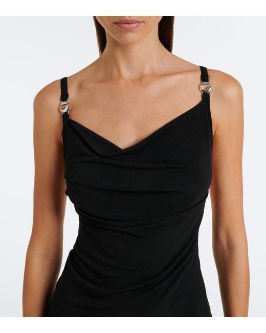 Coperni Black Draped Open-Back Jersey Maxi Dress