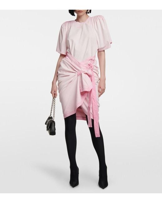 Y. Project Pink Embroidered Cotton Terry Miniskirt