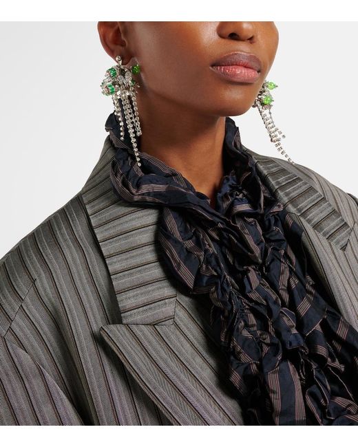 Dries Van Noten Green Crystal-Embellished Drop Earrings