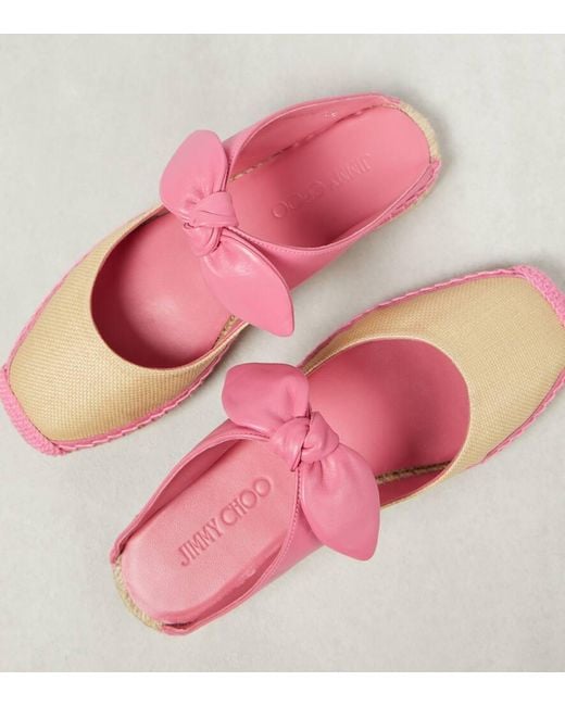 Jimmy Choo Pink Reka Leather-Trimmed Espadrilles