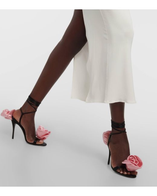 Magda Butrym Pink Floral-applique Sandals