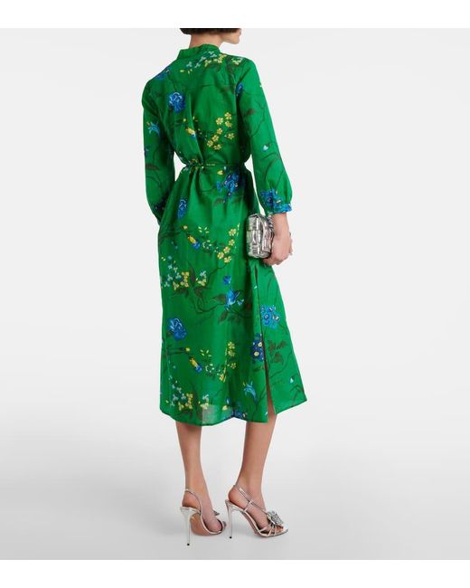 Vestido camisero de mezcla de algodon Erdem de color Green