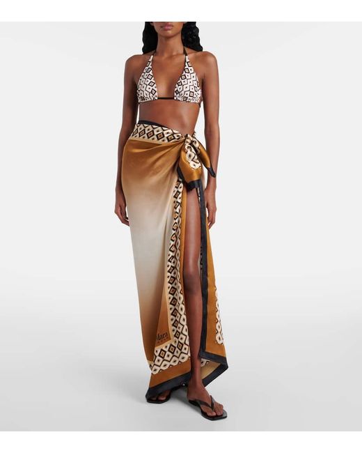 Max Mara Metallic Ottico Silk Beach Cover-Up