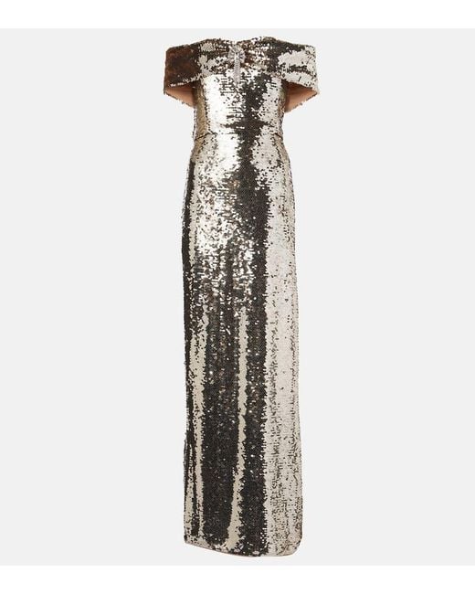 Self-Portrait White Sequined Cutout Maxi Dress
