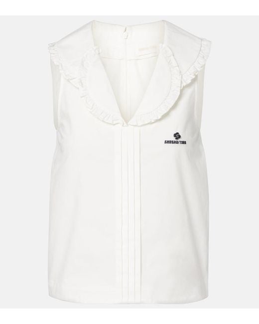 ShuShu/Tong White Ruffled Cotton Top