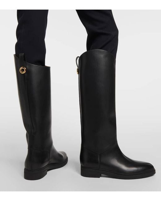 Loro Piana Black Kilda Leather Knee-high Boots