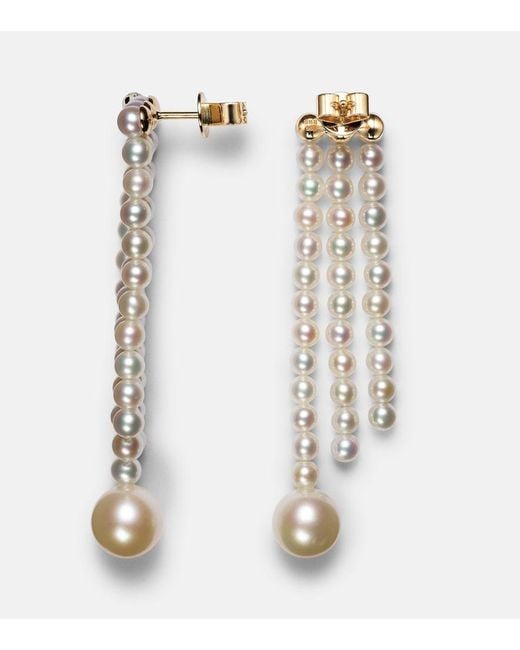 Sophie Bille Brahe White La Valse 14Kt Earrings With Pearls