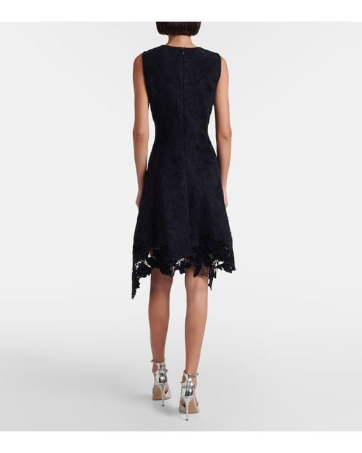 Oscar de la Renta Black Robe Aus Guipure-Spitze Und Samt