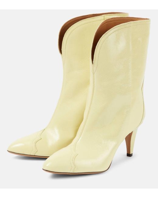 Isabel Marant Yellow Dytho Leather Ankle Boots