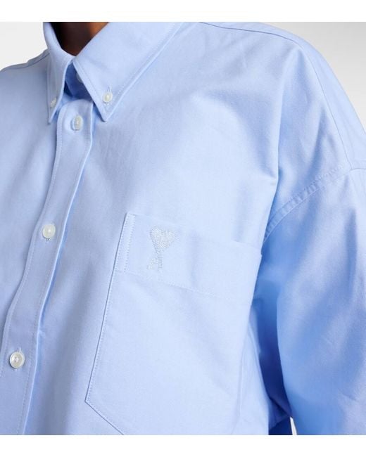 AMI Blue Cropped-Hemd Ami de Cour aus Baumwolle
