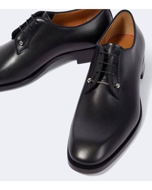 Christian Louboutin Black Chambeliss Leather Derby Shoes for men