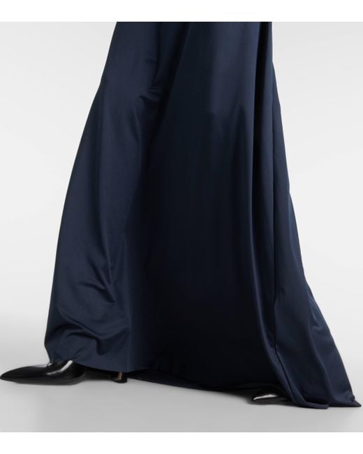 Victoria Beckham Blue Asymmetric Ruched Jersey Gown