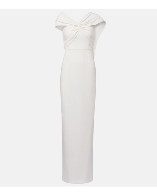 Roland Mouret White Bridal Asymmetric Cady Gown