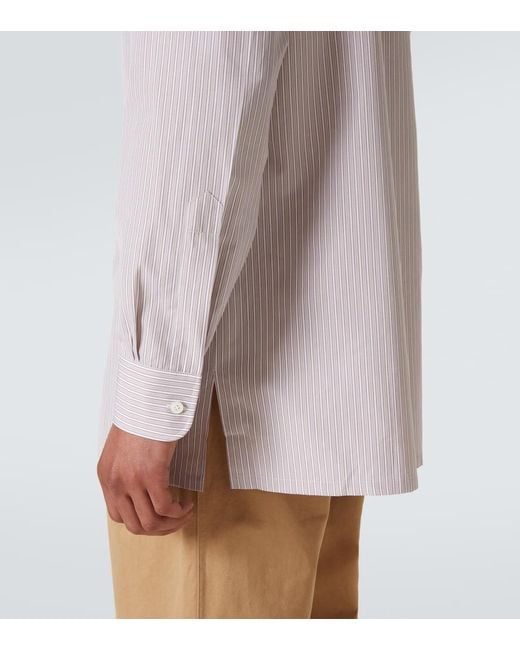 Charvet Pink Striped Cotton Poplin Shirt for men