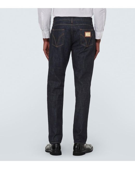 Dolce & Gabbana Blue Mid-Rise Slim Jeans for men