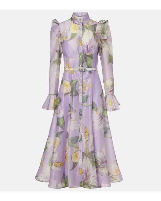 LEO LIN Purple Katrina Butterfly Sleeve Midi Dress