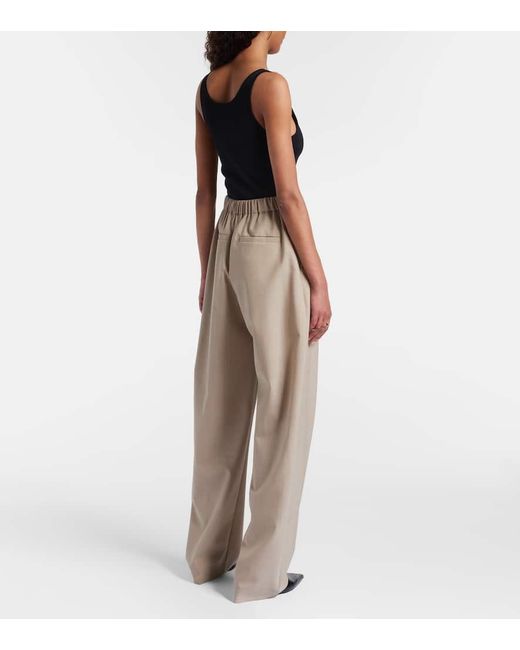 Sportmax Natural Salvo Virgin Wool Wide-Leg Pants