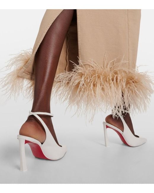 Christian Louboutin White Condora 85 Leather Slingback Pumps