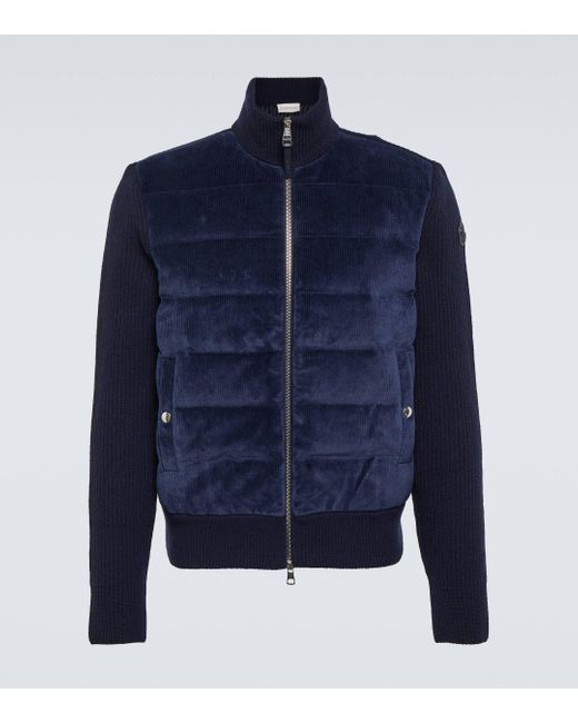 Moncler Blue Corduroy Wool Down Jacket for men
