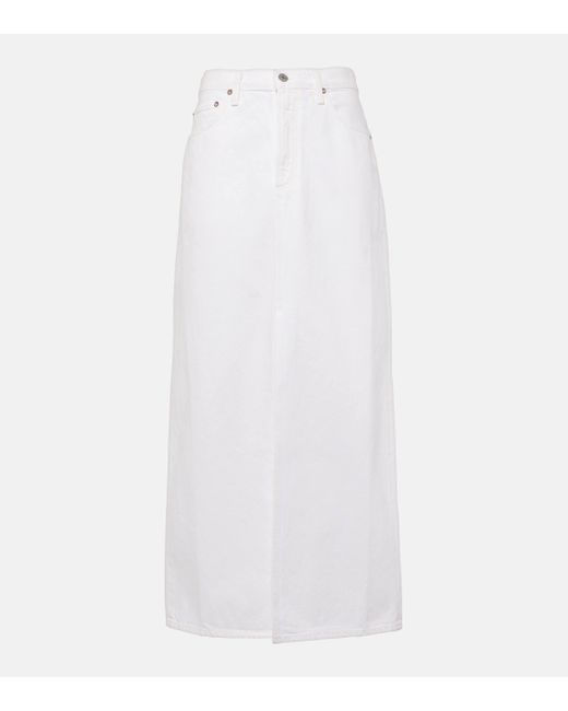 Agolde White Leif Denim Maxi Skirt
