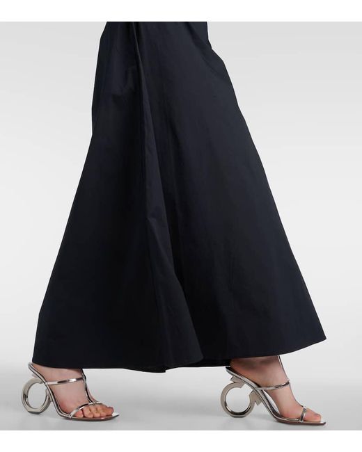 Staud Blue Maxi Phare Cotton Poplin Gown