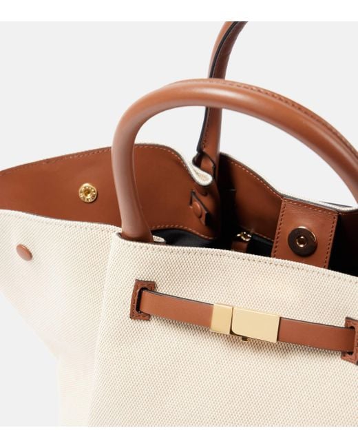 DeMellier London Natural New York Midi Leather-trimmed Canvas Tote Bag