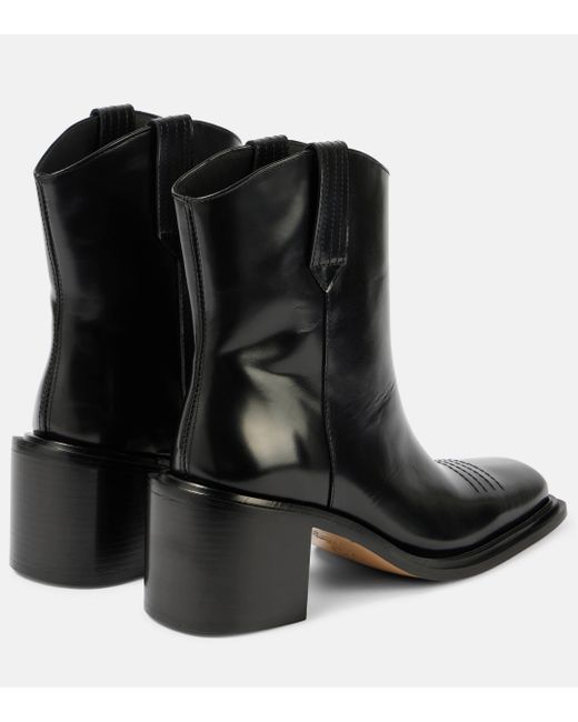 Souliers Martinez Black 70 Polished Leather Ankle Boots