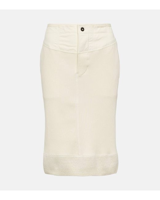 Bottega Veneta Natural Ribbed-knit Cotton Jersey Midi Skirt