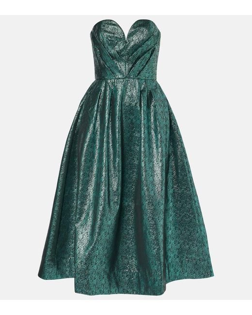 Rebecca Vallance Green Elsie Brocade Midi Dress